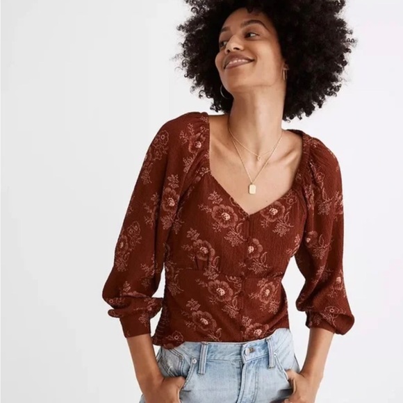 Madewell Tops - NWT Madewell Preston Puff-Sleeve Top in Letterpress Floral size S